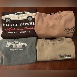 Pretty Vacant Racing & Talladega Nights Graphic Lot of 2 Sweatshirts & 2 Tees